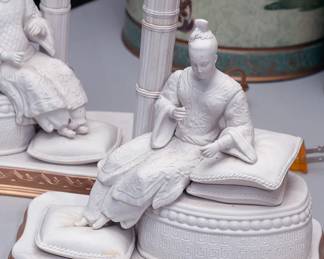 Pair of Asian bisque lamps