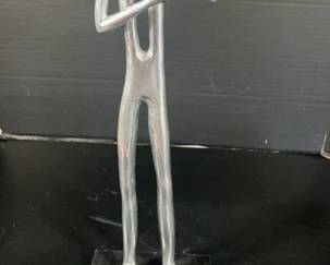 Brutalist Metal Violinist Sculpture 