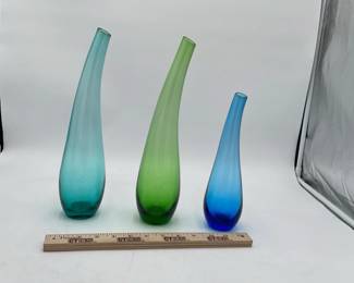 Curved Colorful Glass Vases MCM
