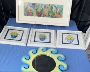 Artwork And Round Mirror