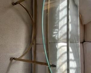 Brass And Glass Half Moon Shape Couch Entry Table 