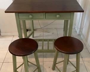 Bar Table With Drop Leaf With 2 Stools
