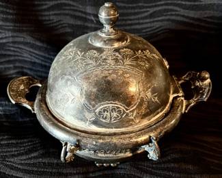 Derby Silver Co. domed quadruple plate butter dish