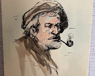 Original painting "Tabac" by Polidoro Lanzani with COA (approx. 8x10")