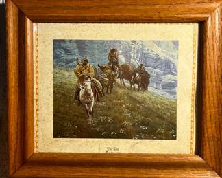 Framed print "The Rent" signed by James King