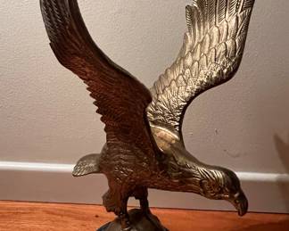Large brass eagle on marble base