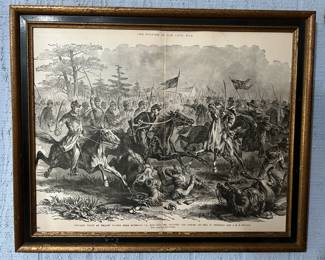 Framed print "Cavalry Fight at Yellow Tavern" from a sketch by Edwin Forbes