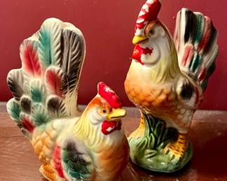 Nippon (Japan) hen and rooster figurines