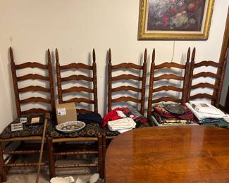 6 ladderback chairs (one armchair)