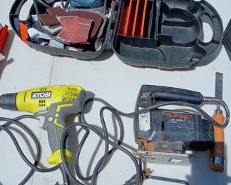 Power tools 
Detai Sander
Ryobi drill/driver ,   B&D  Jig Saw