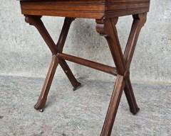 Antique X Base Side Table on Castors
