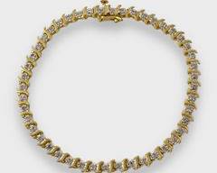 Fine 14K Yellow Gold Diamond Tennis Bracelet 7
