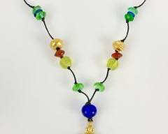 Designer Deanna Hamro Colorful Glass Beaded Cross 30 Inch Necklace
