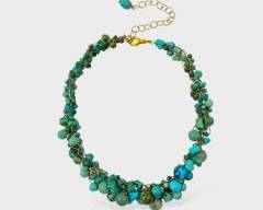 Fine Turquoise Cluster statement Necklace 16 - 20
