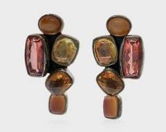 Fine Sterling Silver Gemstone Clip On Statement Earrings
