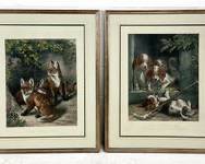 Two Large Antique Hand Colored Engravings After S. J. Carter "Young Freebooters" & "The First Taste"
