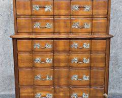 Vintage Solid Cherry Permacraft Tall Chest Dresser Dovetailed Great Form Serpentine Front

