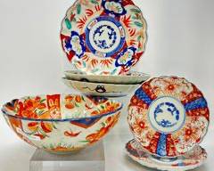 VINTAGE IMARI JAPANESE CANTON SHALLOW BOWLS
