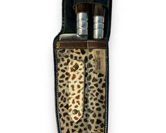 Knife in leather sheath, sharpener in leather sheath presented, by COL Bravo, Santa Maria, Brazil. 20 July, 1988
