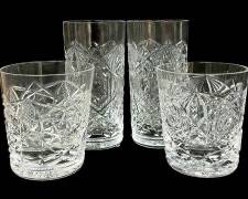 FINE BACCARAT CRYSTAL SET OF 2 HIGHBALLS & 2 TUMBLER CUT TO CLEAR GLASSES
