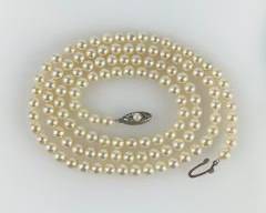 Fine Silver Clasp Culture Pearl 6mm Strand 29 Inch Necklace
