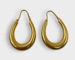 Fine 18K 750 Yellow Gold Pierced Hoop Earrings

