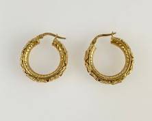 4.3 Grams Fine Fancy Italy 14K Yellow Gold Byzantine Hoop Pierced Earrings
