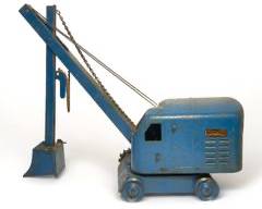Antique Tructo Toys Tin Litho Blue Painted Heavy Duty Claw Crane
