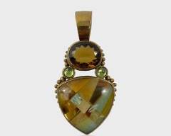 Stephen Dweck Bronze W/ Inlaid Gemstone Pendant

