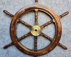 Vintage Wood Ships Wheel brass center
