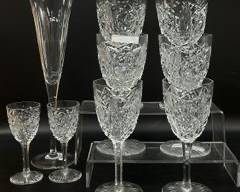 Fine Rosenthal Champagne Flute Glass and Set Of Eight Cut Crystal Glass Wine Glasses
