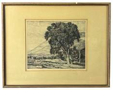Luigi Lucioni Peace in the Valley Original Pencil Signed Etching Framed
