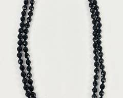 Vintage Bohemian Faceted Black Onyx Long 48 Inch Necklace
