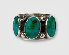 Vintage Southwest Silver Turquoise Inlay Ring. Sz 7.25, sizable.
