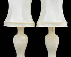 Pair PORCELAIN CRAKLE GLAZED GILT BASE and giltwood tops table LAMPS High Quality
