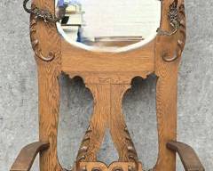 Antique Oak Hall Tree Bench with Hinged Top Storage
