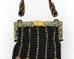 Fancy Art Deco Wood Bead Bohemian Handbag. No Maker Label.
