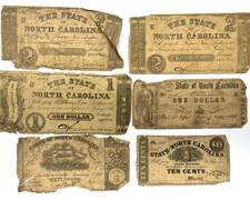 ORIGINAL 1861 & 1862 State of North Carolina $2, $1, & Fractional Currency Notes
