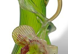 Fine Kralik Green Floral Art Glass Vase
