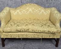Vintage Kittinger Silk Damask Camel Back Settee Sofa one of a pair see lot 696
