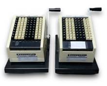 Lot of x2 Burroughs Hand Crank Manual Check Writing Machines Models: T9408 And T9409
