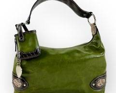 NINE WEST Moss Green Faux Leather Western Vibes Handbag with Faux Snakeskin Details and Silver tone Hardware, also has Mini-bag/ Heart Charms.
