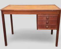 Domino Danish Mid Century Modern MCM Teak 3 Drawer Desk
