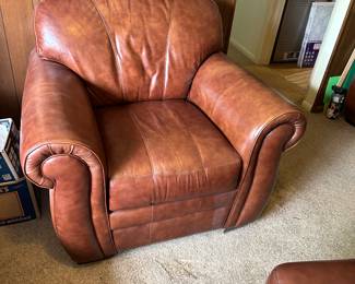 Leather chair with ottoman