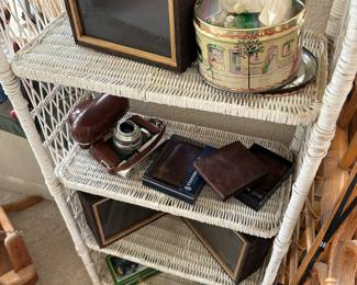 Wicker shelf
Vintage cameras