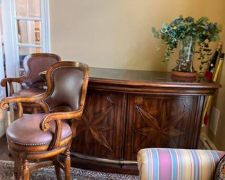 Ethan Allen bar with two stools great look for  home office 