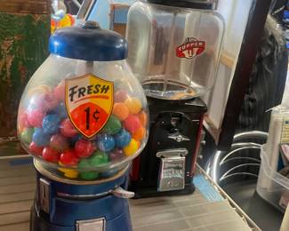 Tons of bubble gum and peanut machines. All vintage