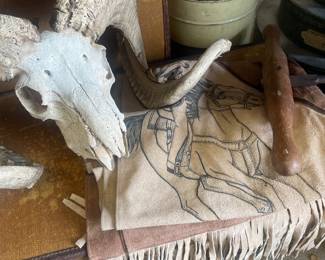 Vintage poncho and luggage