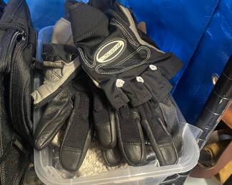 Lots of sporting gear, gloves, cold weather accessories 