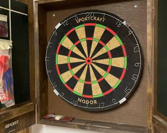 Dart board and darts 